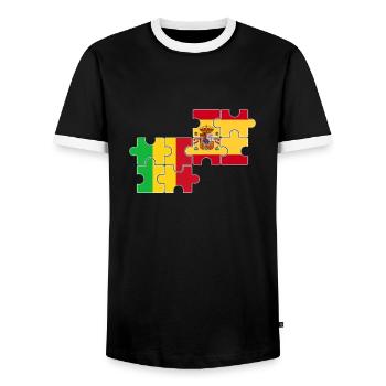 Mali Espagne Drapeau Espagnol Malien - T-shirt contrasté Homme - noir/blanc - Devant - AI Model Female 172 light (172cm) & AI Model Male 178 light (178cm)