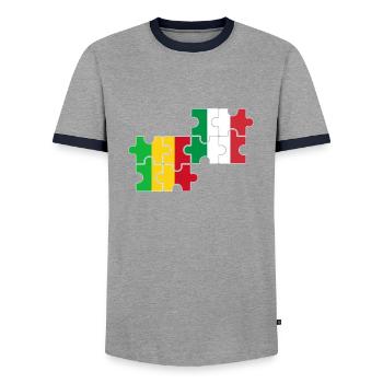 Mali Italie Drapeau Italien Malien - T-shirt contrasté Homme - gris/marine  - Devant - AI Model Female 172 light (172cm) & AI Model Male 178 light (178cm)