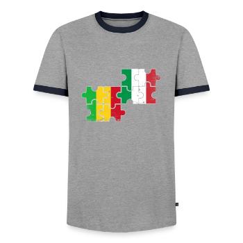 Mali Italie Drapeau Vintage Italien Malien - T-shirt contrasté Homme - gris/marine  - Devant - AI Model Female 172 light (172cm) & AI Model Male 178 light (178cm)