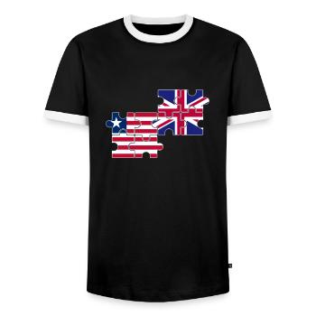 Liberia Drapeau britannique Libériens britanniques - T-shirt contrasté Homme - noir/blanc - Devant - AI Model Female 172 light (172cm) & AI Model Male 178 light (178cm)