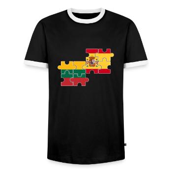 Lituanie Espagne Drapeau Espagnol Lituanien - T-shirt contrasté Homme - noir/blanc - Devant - AI Model Female 172 light (172cm) & AI Model Male 178 light (178cm)