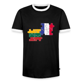Lituanie France Drapeau Français Lituanien - T-shirt contrasté Homme - noir/blanc - Devant - AI Model Female 172 light (172cm) & AI Model Male 178 light (178cm)