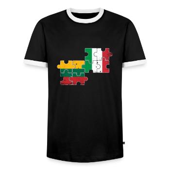 Lithuania Italy Vintage Flag Italian Lithuanian - Men's Ringer Shirt - black/white - Front - AI Model Female 172 light (172cm) & AI Model Male 178 light (178cm)