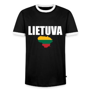 Lietuva Map Lithuania Lithuanian Flag Lithuanians - Men's Ringer Shirt - black/white - Front - AI Model Female 172 light (172cm) & AI Model Male 178 light (178cm)