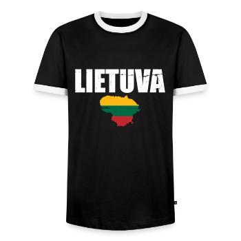 Lietuva Vintage Map Lithuania Lithuanian Flag - Men's Ringer Shirt - black/white - Front - AI Model Female 172 light (172cm) & AI Model Male 178 light (178cm)