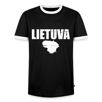 Lietuva Vintage Map Lithuania Lithuanian Lithuanians - Men's Ringer Shirt - black/white - Front - AI Model Female 172 light (172cm) & AI Model Male 178 light (178cm)