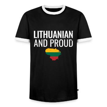 Lithuanian And Proud Vintage Lithuania Flag - Men's Ringer Shirt - black/white - Front - AI Model Female 172 light (172cm) & AI Model Male 178 light (178cm)