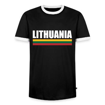 Lithuania Litauen Litauische Flagge Litauer - Männer Kontrast-T-Shirt - Schwarz/Weiß - Vorne - AI Model Female 172 light (172cm) & AI Model Male 178 light (178cm)
