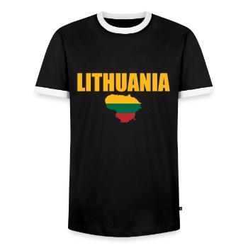 Lithuania Map Lithuania Lithuanian flag Lithuanians - Men's Ringer Shirt - black/white - Front - AI Model Female 172 light (172cm) & AI Model Male 178 light (178cm)