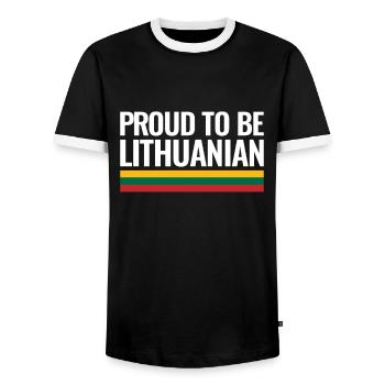 Proud To Be Lithuanian Lithuanian Lithuanian Flag - Men's Ringer Shirt - black/white - Front - AI Model Female 172 light (172cm) & AI Model Male 178 light (178cm)