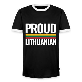 Proud Lithuanian Lithuania Lithuanian Flag Lithuanian - Men's Ringer Shirt - black/white - Front - AI Model Female 172 light (172cm) & AI Model Male 178 light (178cm)