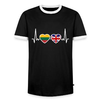 Litauen UK Herzschlag Flagge Britisch Litauisch - Männer Kontrast-T-Shirt - Schwarz/Weiß - Vorne - AI Model Female 172 light (172cm) & AI Model Male 178 light (178cm)