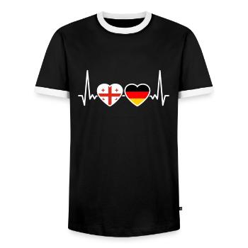 Géorgie Allemagne Heartbeat Flag Géorgiens - T-shirt contrasté Homme - noir/blanc - Devant - AI Model Female 172 light (172cm) & AI Model Male 178 light (178cm)