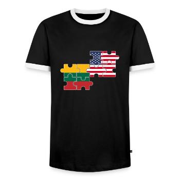 Litauen USA Flagge Amerikanisch Litauisch - Männer Kontrast-T-Shirt - Schwarz/Weiß - Vorne - AI Model Female 172 light (172cm) & AI Model Male 178 light (178cm)