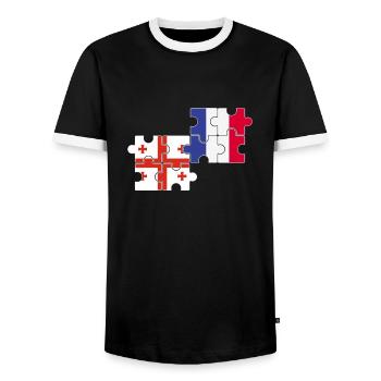 Géorgie France Drapeau Français Géorgien - T-shirt contrasté Homme - noir/blanc - Devant - AI Model Female 172 light (172cm) & AI Model Male 178 light (178cm)