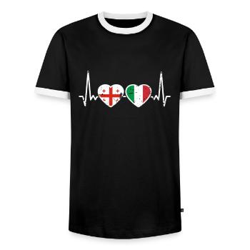 Géorgie Italie Vintage Heartbeat Flag - T-shirt contrasté Homme - noir/blanc - Devant - AI Model Female 172 light (172cm) & AI Model Male 178 light (178cm)