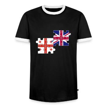 Georgia UK Flag British Georgian - Men's Ringer Shirt - black/white - Front - AI Model Female 172 light (172cm) & AI Model Male 178 light (178cm)