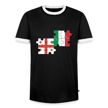 Géorgie Italie Drapeau Italien Géorgien - T-shirt contrasté Homme - noir/blanc - Devant - AI Model Female 172 light (172cm) & AI Model Male 178 light (178cm)