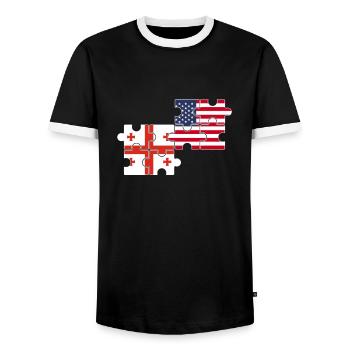 Georgia USA Flag American Georgian - Men's Ringer Shirt - black/white - Front - AI Model Female 172 light (172cm) & AI Model Male 178 light (178cm)