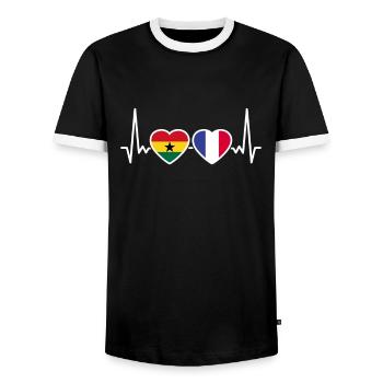 Ghana Frankreich Herzschlag Flagge Ghanaer - Männer Kontrast-T-Shirt - Schwarz/Weiß - Vorne - AI Model Female 172 light (172cm) & AI Model Male 178 light (178cm)