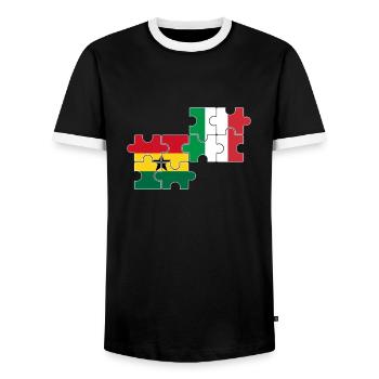 Ghana Italien Flagge Italienisch Ghanaer - Männer Kontrast-T-Shirt - Schwarz/Weiß - Vorne - AI Model Female 172 light (172cm) & AI Model Male 178 light (178cm)