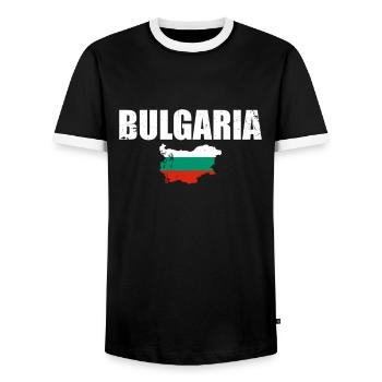 Bulgaria Vintage Map Bulgarian Flag Bulgarian - Men's Ringer Shirt - black/white - Front - AI Model Female 172 light (172cm) & AI Model Male 178 light (178cm)