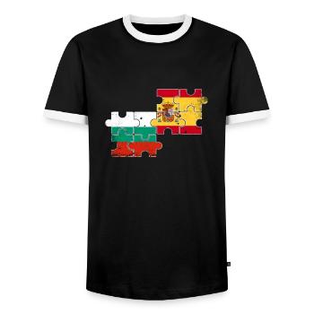 Bulgaria Spain Vintage Flag Spanish Bulgarian - Men's Ringer Shirt - black/white - Front - AI Model Female 172 light (172cm) & AI Model Male 178 light (178cm)