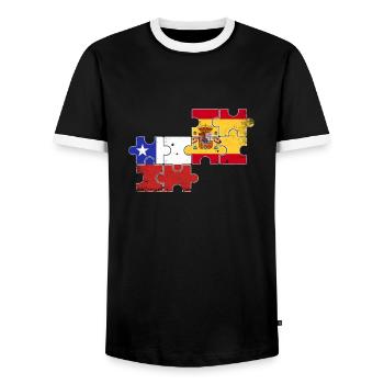 Chili Espagne Drapeau Vintage Espagnol Chilien - T-shirt contrasté Homme - noir/blanc - Devant - AI Model Female 172 light (172cm) & AI Model Male 178 light (178cm)