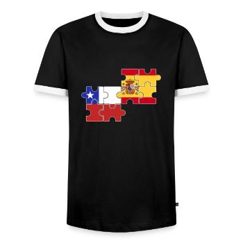 Chile Spain Flag Spanish Chilean - Men's Ringer Shirt - black/white - Front - AI Model Female 172 light (172cm) & AI Model Male 178 light (178cm)
