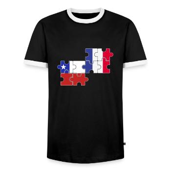 Chili France Drapeau Français Chilien - T-shirt contrasté Homme - noir/blanc - Devant - AI Model Female 172 light (172cm) & AI Model Male 178 light (178cm)