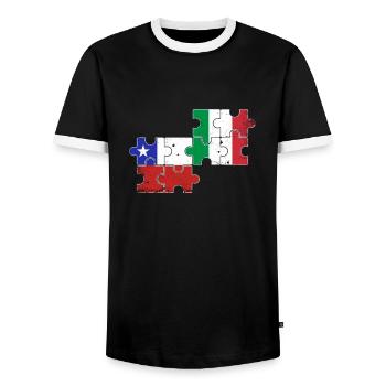 Chili Italie Vintage Flag Italien Chilien - T-shirt contrasté Homme - noir/blanc - Devant - AI Model Female 172 light (172cm) & AI Model Male 178 light (178cm)