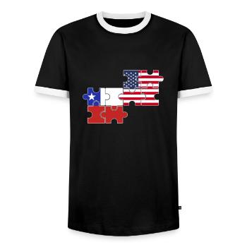 Chile USA Flag American Chilean - Men's Ringer Shirt - black/white - Front - AI Model Female 172 light (172cm) & AI Model Male 178 light (178cm)