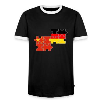 Chine Allemagne Drapeau Allemand Chinois - T-shirt contrasté Homme - noir/blanc - Devant - AI Model Female 172 light (172cm) & AI Model Male 178 light (178cm)