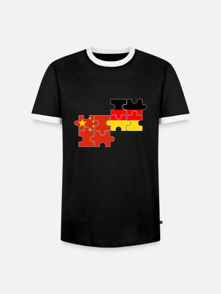 China Germany Flag German Chinese - Men's Ringer Shirt - black/white