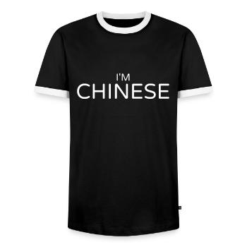 Je suis chinois Chine Chinesische - T-shirt contrasté Homme - noir/blanc - Devant - AI Model Female 172 light (172cm) & AI Model Male 178 light (178cm)