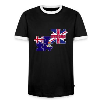 Îles Caïmans Drapeau britannique - T-shirt contrasté Homme - noir/blanc - Devant - AI Model Female 172 light (172cm) & AI Model Male 178 light (178cm)