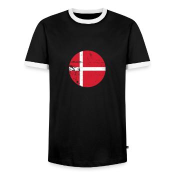 Denmark Vintage Danish Flag Dane - Men's Ringer Shirt - black/white - Front - AI Model Female 172 light (172cm) & AI Model Male 178 light (178cm)