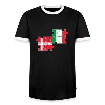 Denmark Italy Flag Italian Dane - Men's Ringer Shirt - black/white - Front - AI Model Female 172 light (172cm) & AI Model Male 178 light (178cm)