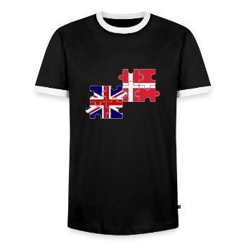 Denmark UK Flag British Danish - Men's Ringer Shirt - black/white - Front - AI Model Female 172 light (172cm) & AI Model Male 178 light (178cm)