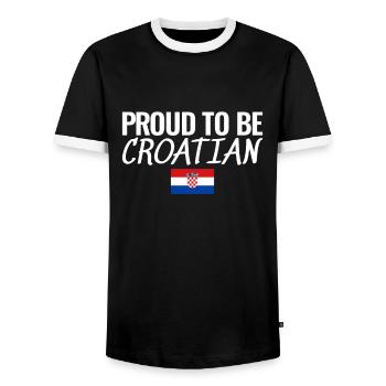 Proud To Be Croatian Croatia Croatian Flag - Men's Ringer Shirt - black/white - Front - AI Model Female 172 light (172cm) & AI Model Male 178 light (178cm)