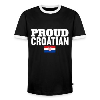 Fier croate Croatie Drapeau croate Croate - T-shirt contrasté Homme - noir/blanc - Devant - AI Model Female 172 light (172cm) & AI Model Male 178 light (178cm)
