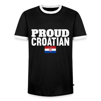 Proud Croatian Vintage Croatia Flag Croat - Men's Ringer Shirt - black/white - Front - AI Model Female 172 light (172cm) & AI Model Male 178 light (178cm)