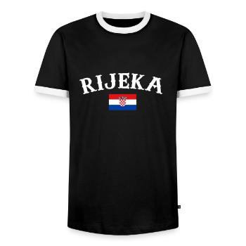Rijeka, Croatie, Drapeau croate, Croate - T-shirt contrasté Homme - noir/blanc - Devant - AI Model Female 172 light (172cm) & AI Model Male 178 light (178cm)