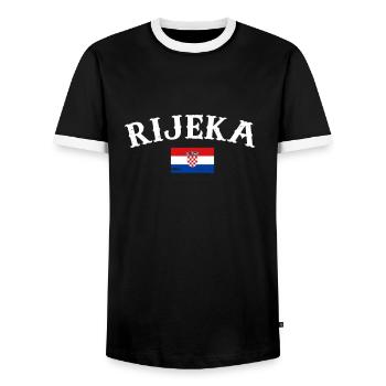 Rijeka Vintage Croatia Croatian Flag Croat - Men's Ringer Shirt - black/white - Front - AI Model Female 172 light (172cm) & AI Model Male 178 light (178cm)