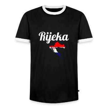 Rijeka Map Croatia Croatian flag Croatian - Men's Ringer Shirt - black/white - Front - AI Model Female 172 light (172cm) & AI Model Male 178 light (178cm)