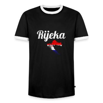 Rijeka Vintage Map Croatia Croatian Flag - Men's Ringer Shirt - black/white - Front - AI Model Female 172 light (172cm) & AI Model Male 178 light (178cm)