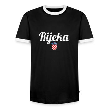 Rijeka Vintage Coat of Arms Croatia Croatian Flag - Men's Ringer Shirt - black/white - Front - AI Model Female 172 light (172cm) & AI Model Male 178 light (178cm)
