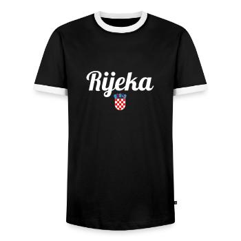 Rijeka Coat of Arms Croatia Croatian Flag Croatian - Men's Ringer Shirt - black/white - Front - AI Model Female 172 light (172cm) & AI Model Male 178 light (178cm)