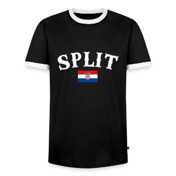 Split Croatia Croatian flag Croatian - Men's Ringer Shirt - black/white - Front - AI Model Female 172 light (172cm) & AI Model Male 178 light (178cm)