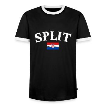 Split Vintage Kroatien Kroatische Flagge Kroate - Männer Kontrast-T-Shirt - Schwarz/Weiß - Vorne - AI Model Female 172 light (172cm) & AI Model Male 178 light (178cm)